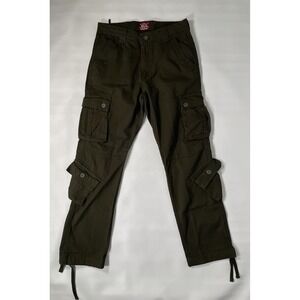 MATCHSTICK Match Men's Cargo Pants Dark Olive Army Green 30x31 8 Pockets